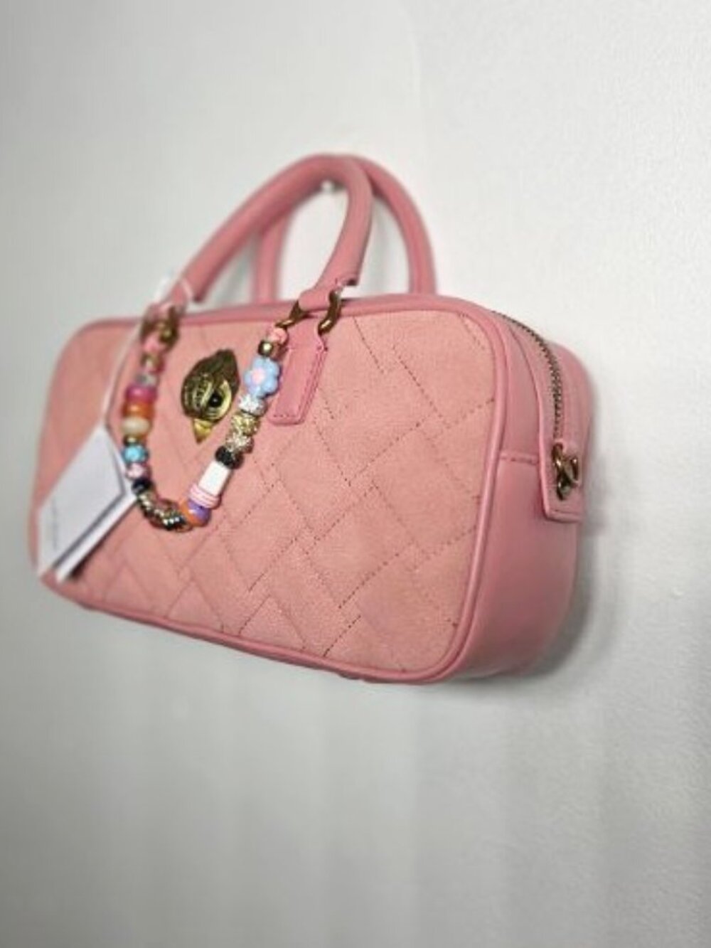 Kurt Geiger London $255 Small Kensington Quilted Duffle Pink Suede Combo NWT! - Picture 3 of 10